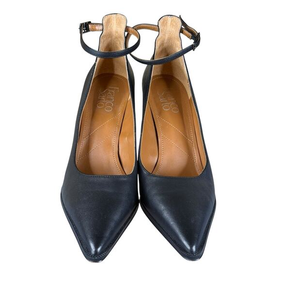 Franco Sarto Adeja Black Leather Ankle Strap Pointed Toe Heels Size 8.5M - Picture 11 of 11